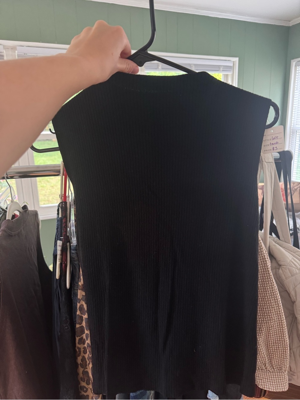 LOFT Black Ribbed Sleeveless Knit Top